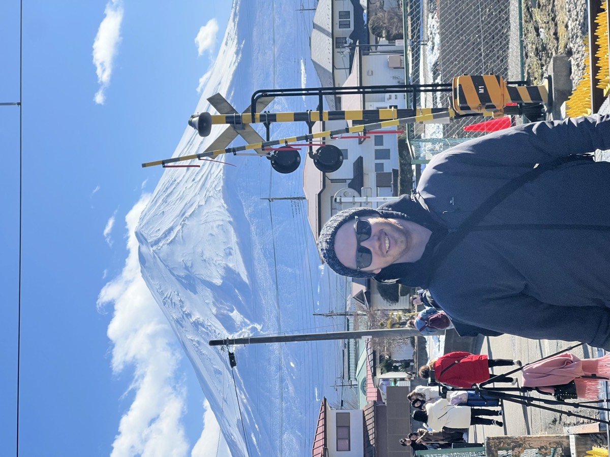 Dillon in front of Mount Fuji
